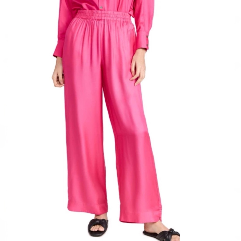 LMND hot hyper pink Elvira elastic waistband wide leg pants